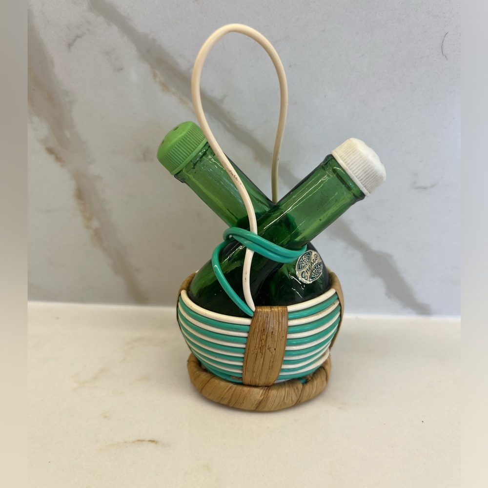 Vintage Enesco Chianti Style Nested Wine Bottle Salt and Pepper Shakers
